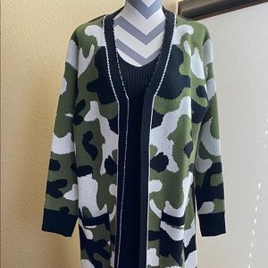 Oversized Print Knit Cardigan